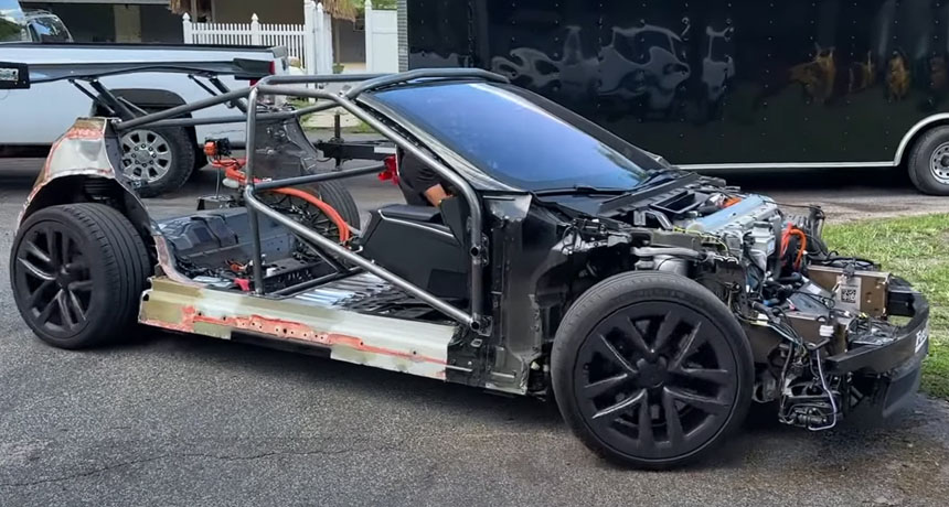 YouTuber Transforms Crashed Tesla Model S into 'Cyber Kart'